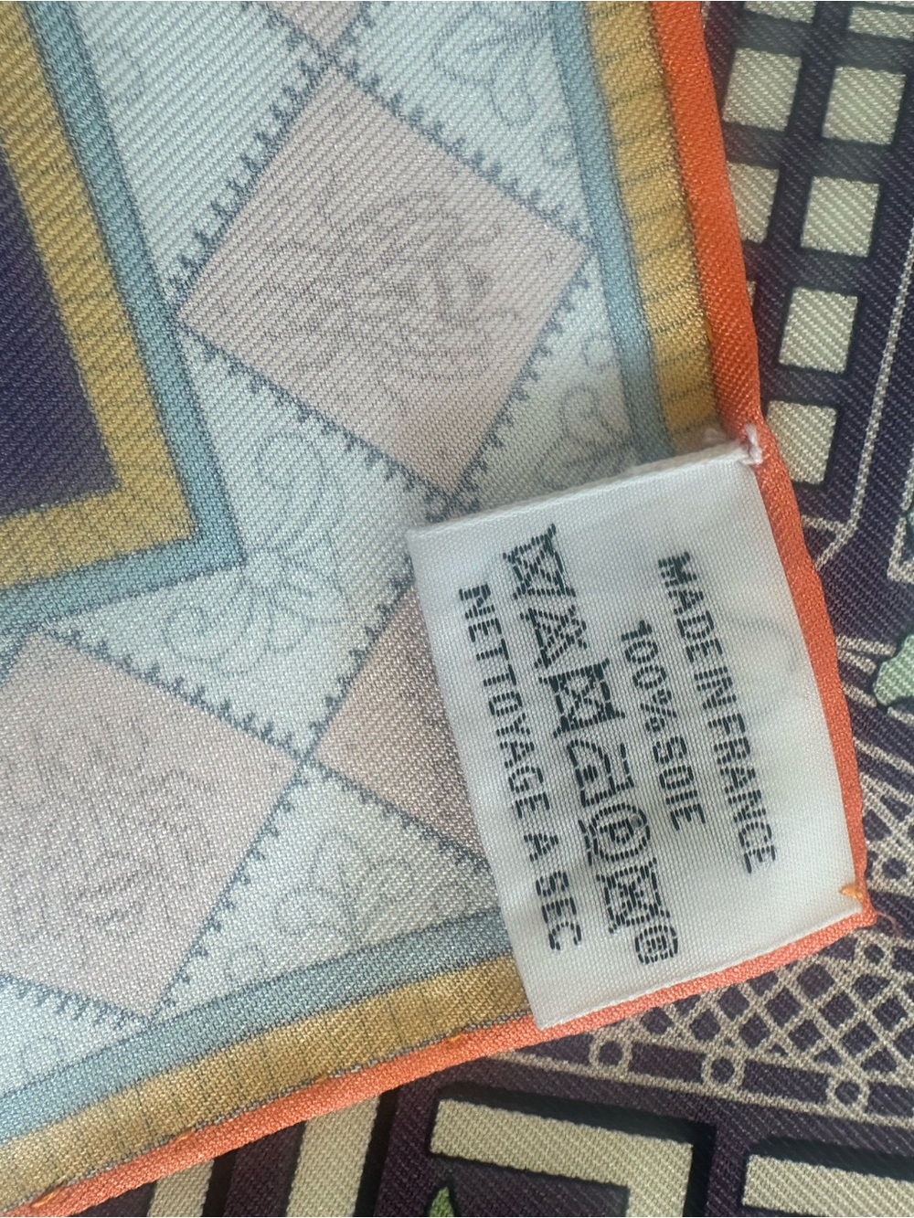 Hermes carre 90 silk scarf objects de curiosite new in box blue and orange motif - Picture 9 of 14